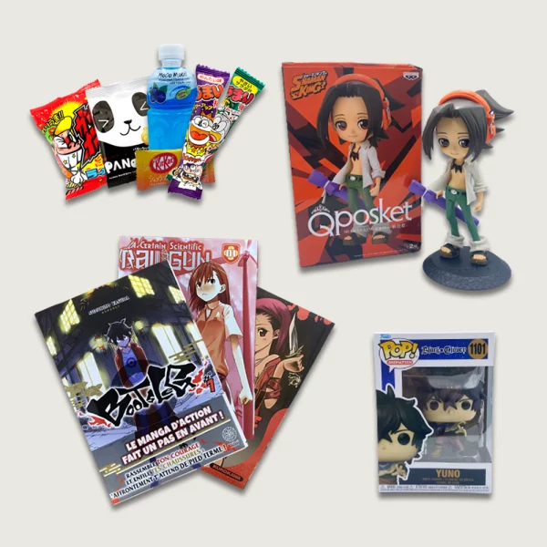 Box manga premium shonen contenant des figurine sous licence officielle des encas japonais et 3 mangas